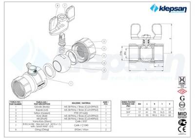 1/2 Kelebek Vana PN16 Dişi - 2