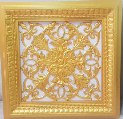 Asma Tavan Dekoratif Pvc Panel Avangarde Altın Gold 60x60 20 Adet - 1
