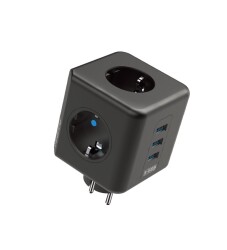 Fulltech Termal Akım Korumalı 3'lü Duvar Tipi Priz 3 Usb'li Küp Priz Ftr-09 - Blic