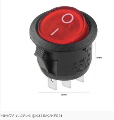 Yuvarlak 12 Volt Işikli Anahtar - 1